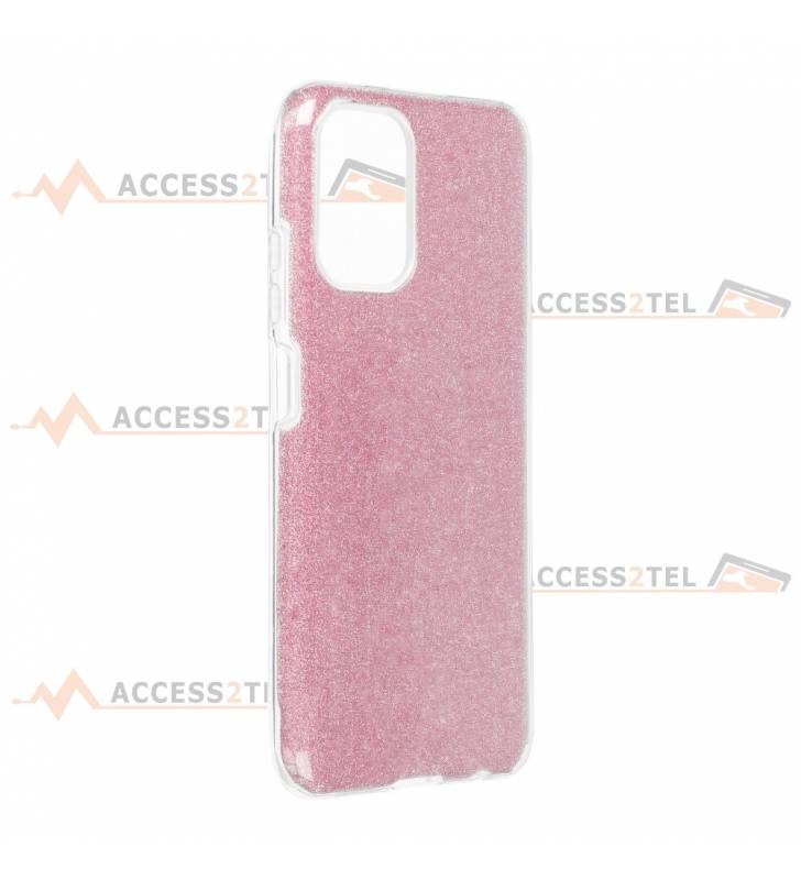 coque renforcée pour xiaomi redmi note 10 et note 10S paillettes rose