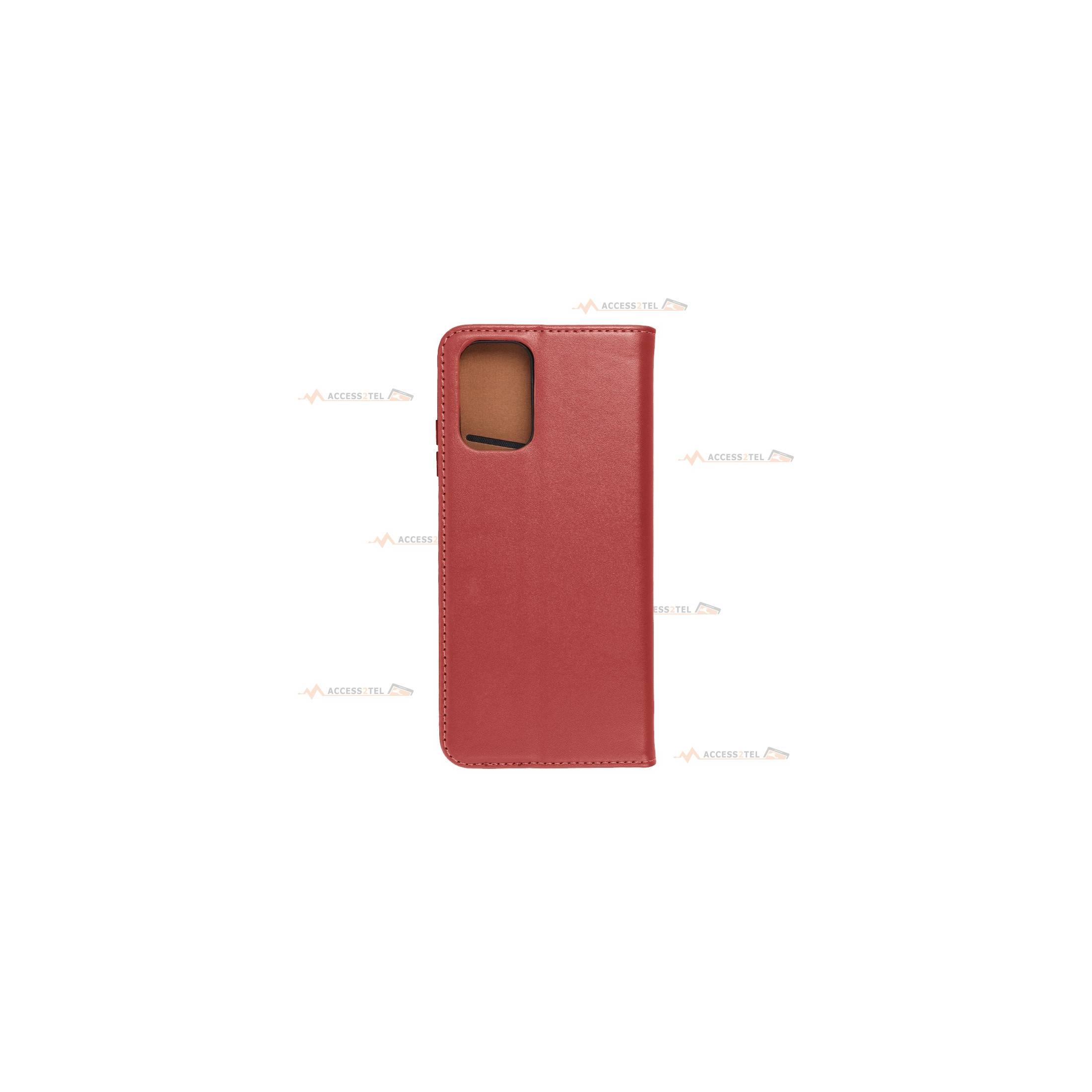 étui rouge en cuir étui pour xiaomi redmi note 10 et note 10s dos