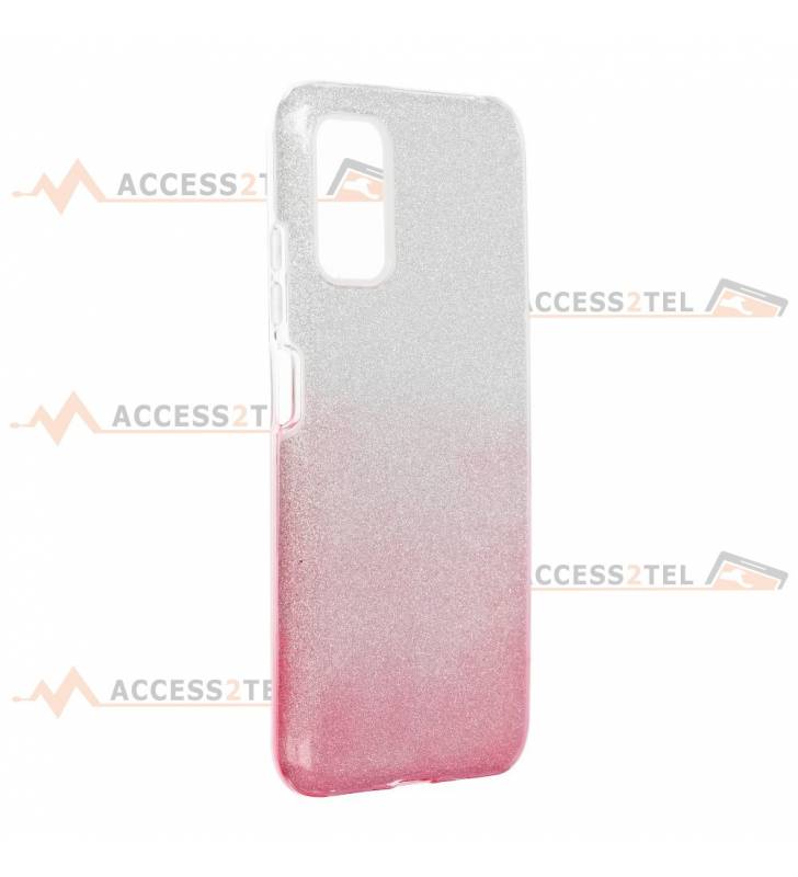 coque renforcée pour xiaomi redmi note 10 5G paillettes dégradé rose