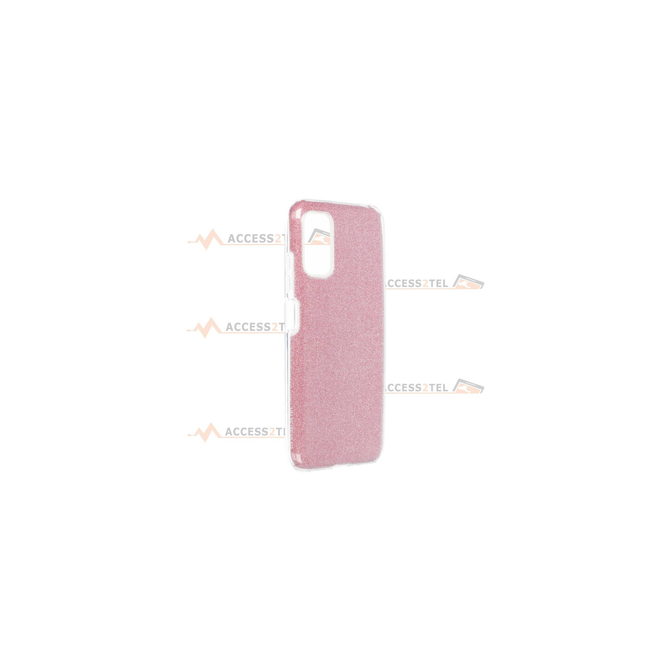 coque renforcée pour xiaomi redmi note 10 5G paillettes rose