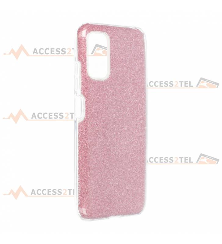 coque renforcée pour xiaomi redmi note 10 5G paillettes rose