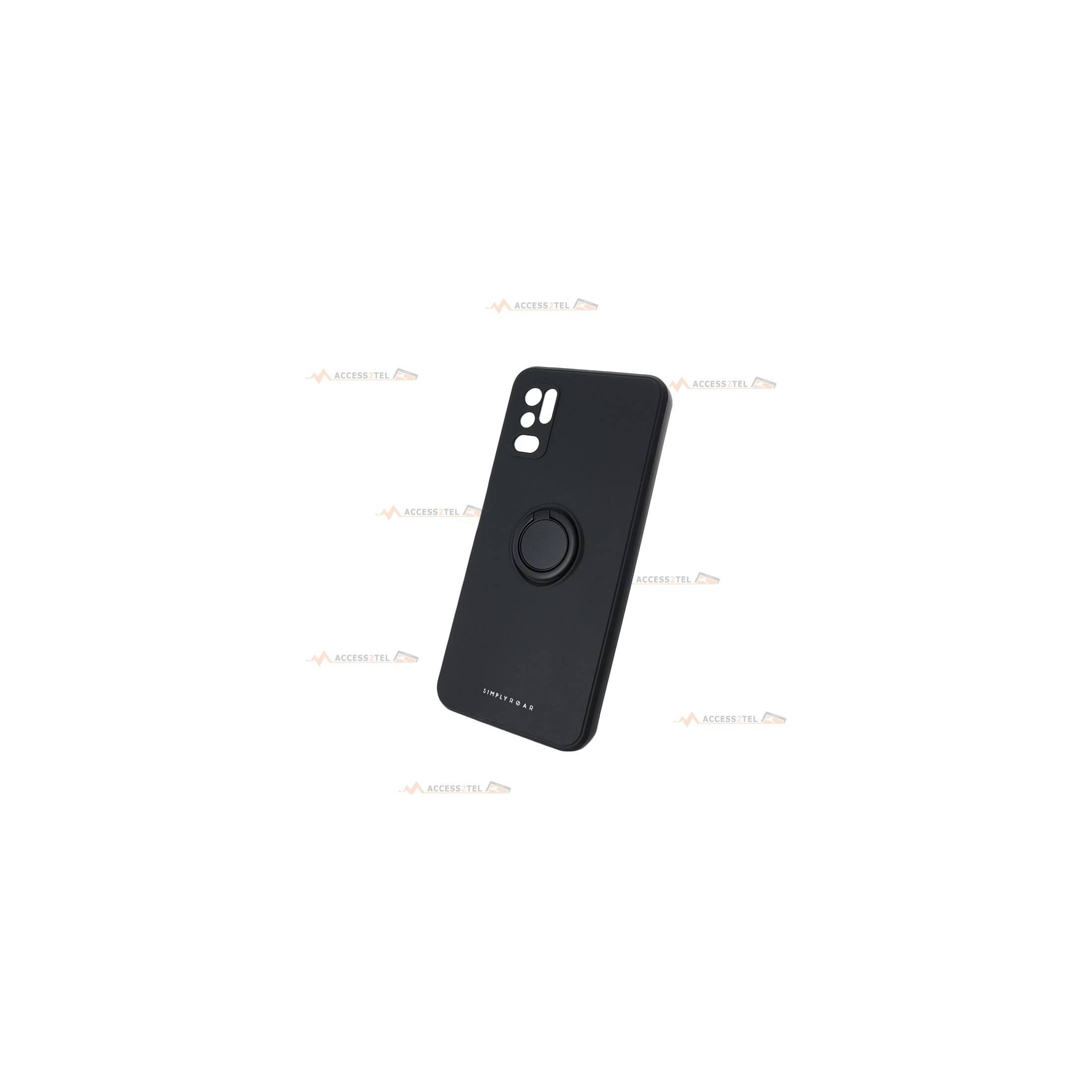 coque noire avec anneau pour redmi note 10 5g
