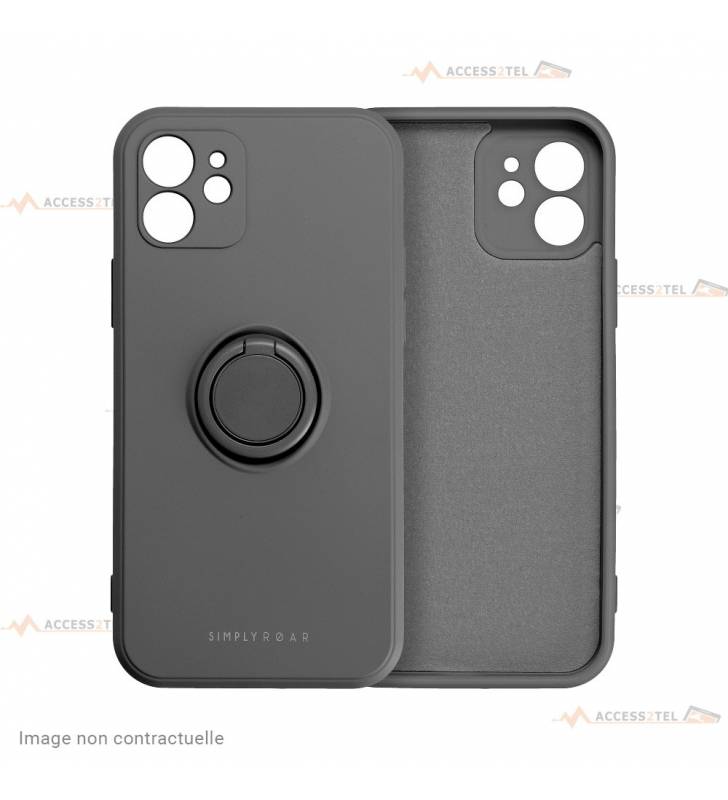 coque noire en silicone interieur fibre avec anneau pour redmi note 10 5g