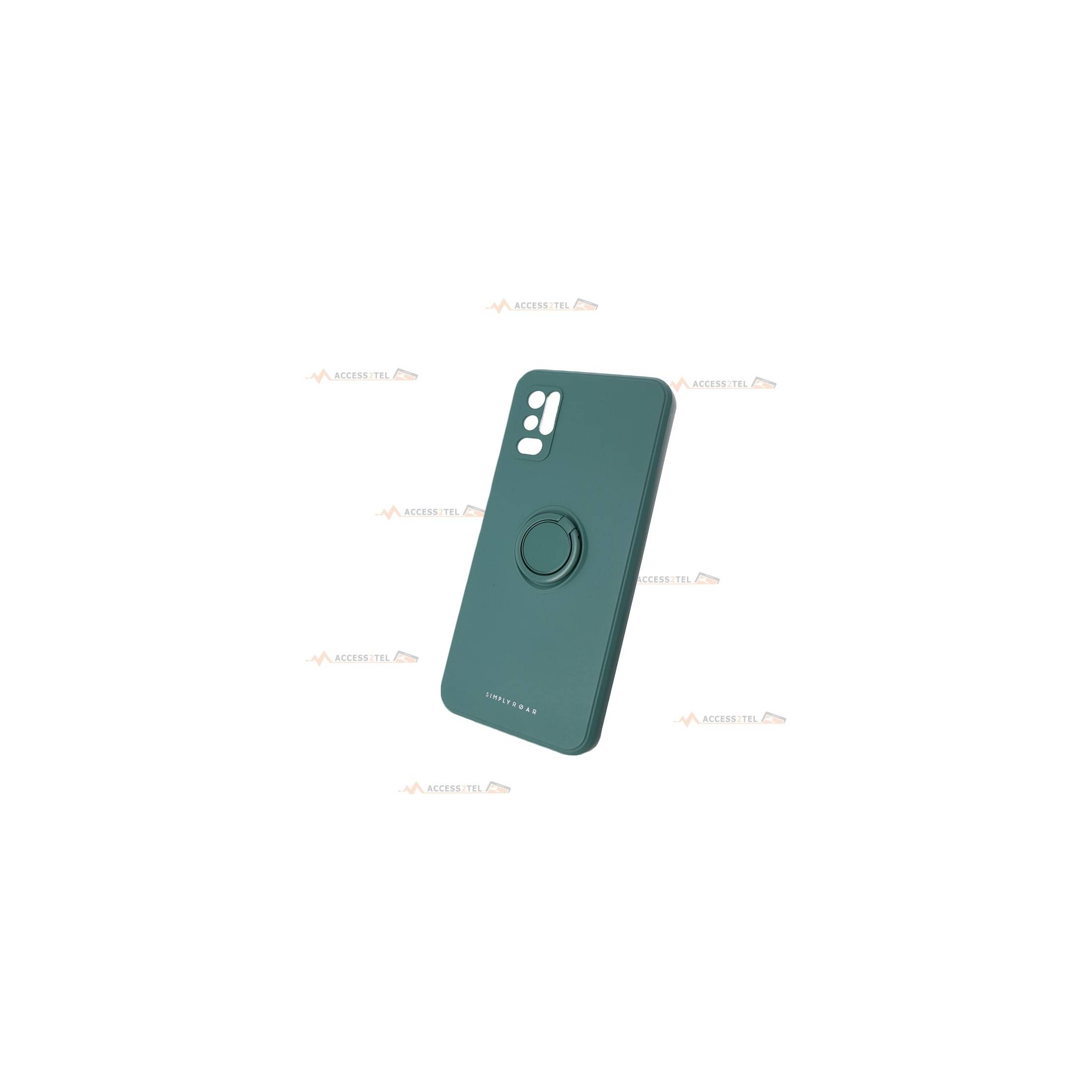 coque verte avec anneau pour redmi note 10 5g