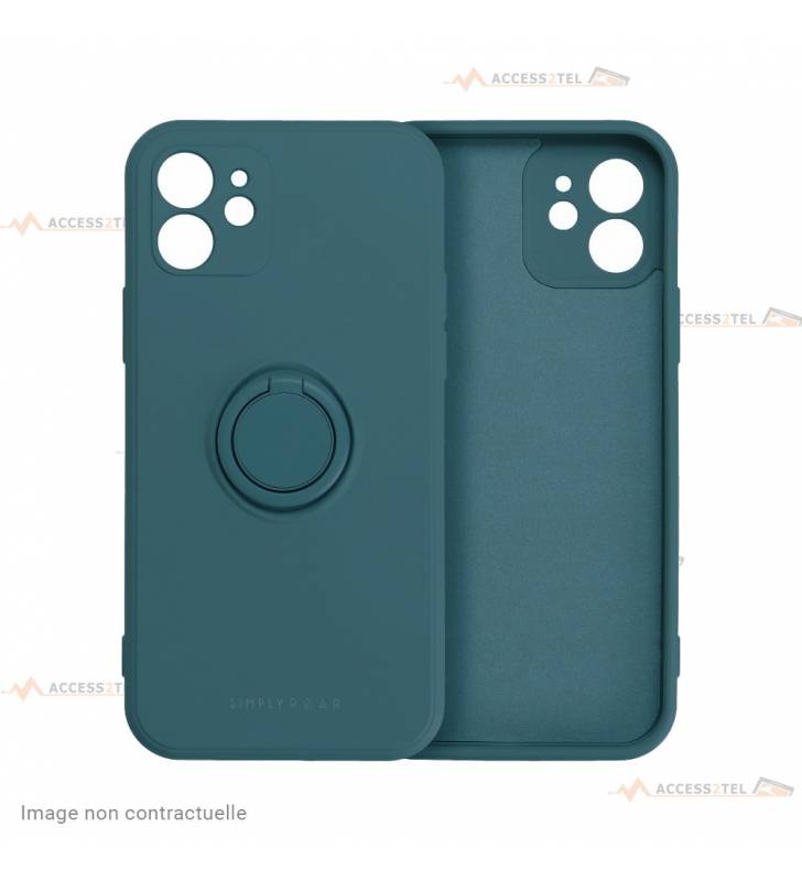 coque verte en silicone interieur fibre avec anneau pour redmi note 10 5g