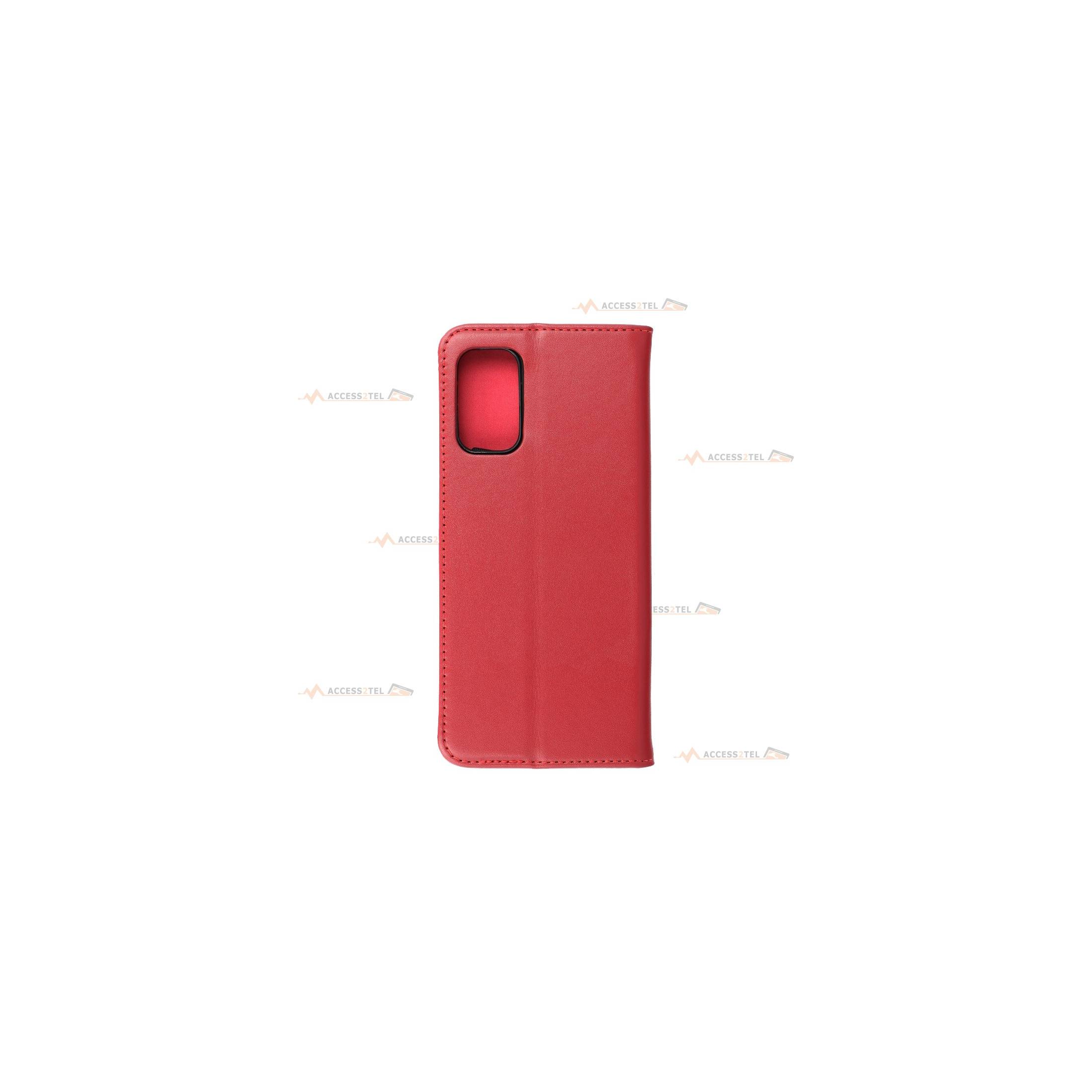 étui rouge en cuir étui pour xiaomi redmi note 10 5g dos