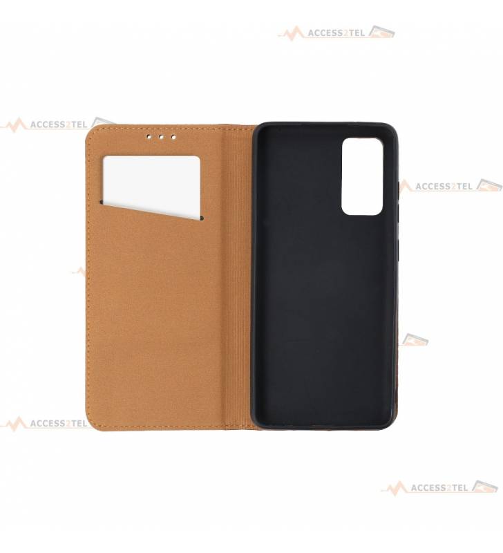 étui marron en cuir pour xiaomi redmi note 10 5g poche intérieure