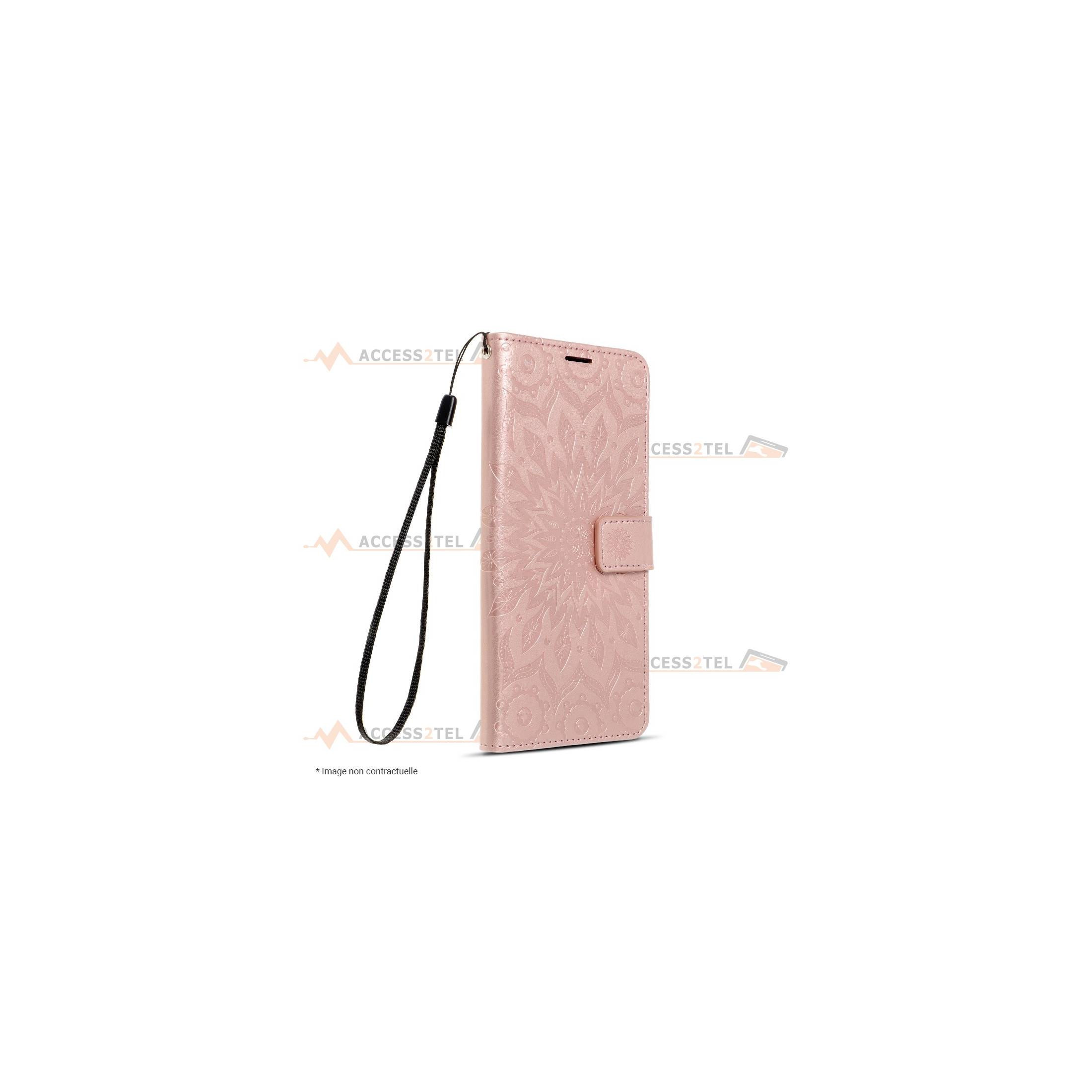 étui pour xiaomi redmi note 10 5G mandala rose gold dragonne