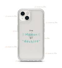 coque de téléphone transparente avec le texte "une maman qui déchire"