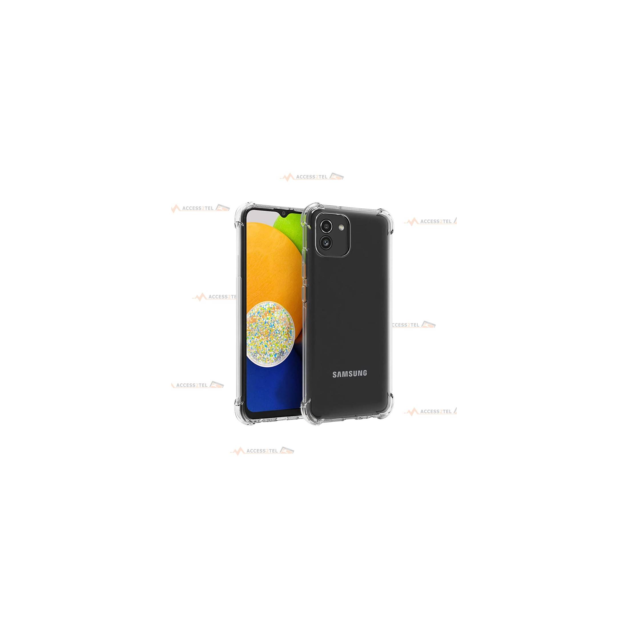 coque pour samsung galaxy A03 transparente coins renforcés