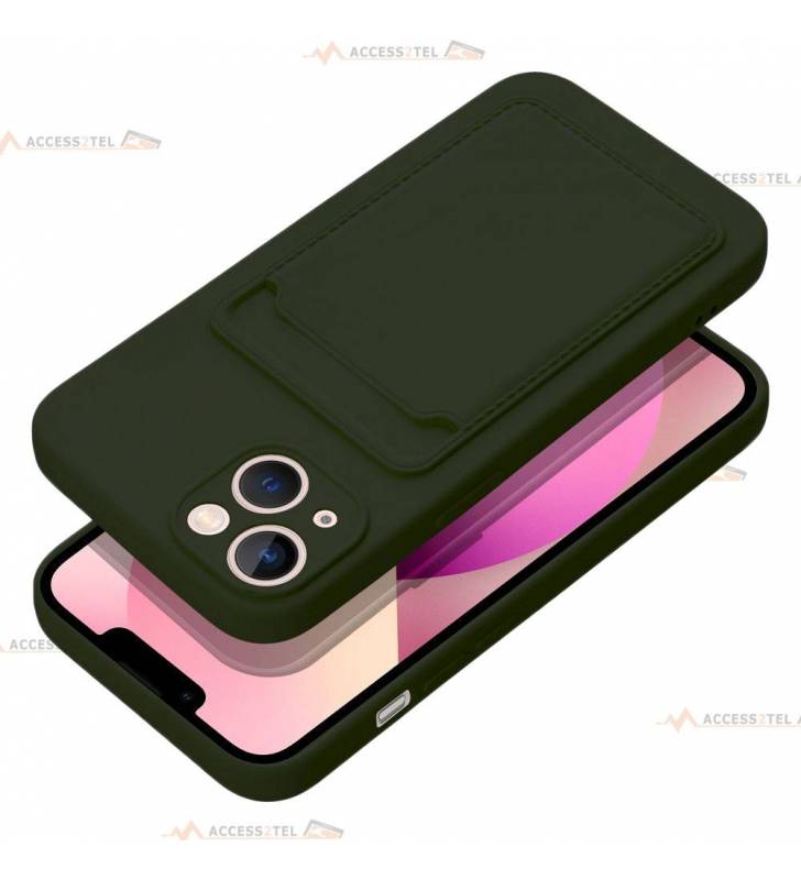 coque porte carte verte pour iPhone 13 pratique