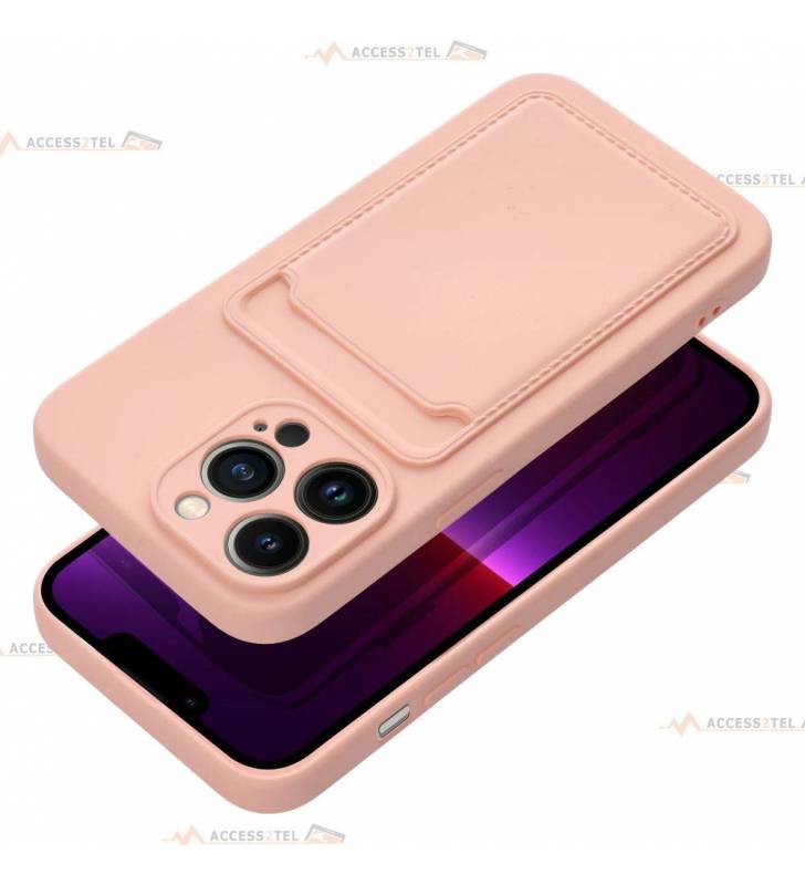 coque porte carte rose pour iPhone 13 pro pratique