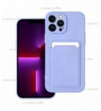 coque porte carte violette pour iphone 13 pro en simili-cuir