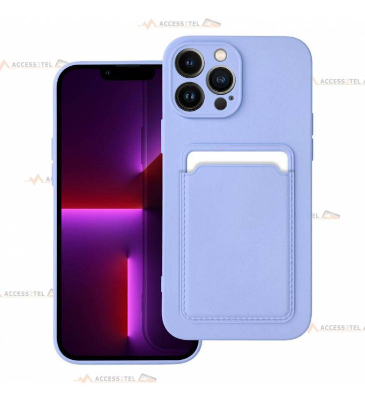 coque porte carte violette pour iphone 13 pro en simili-cuir