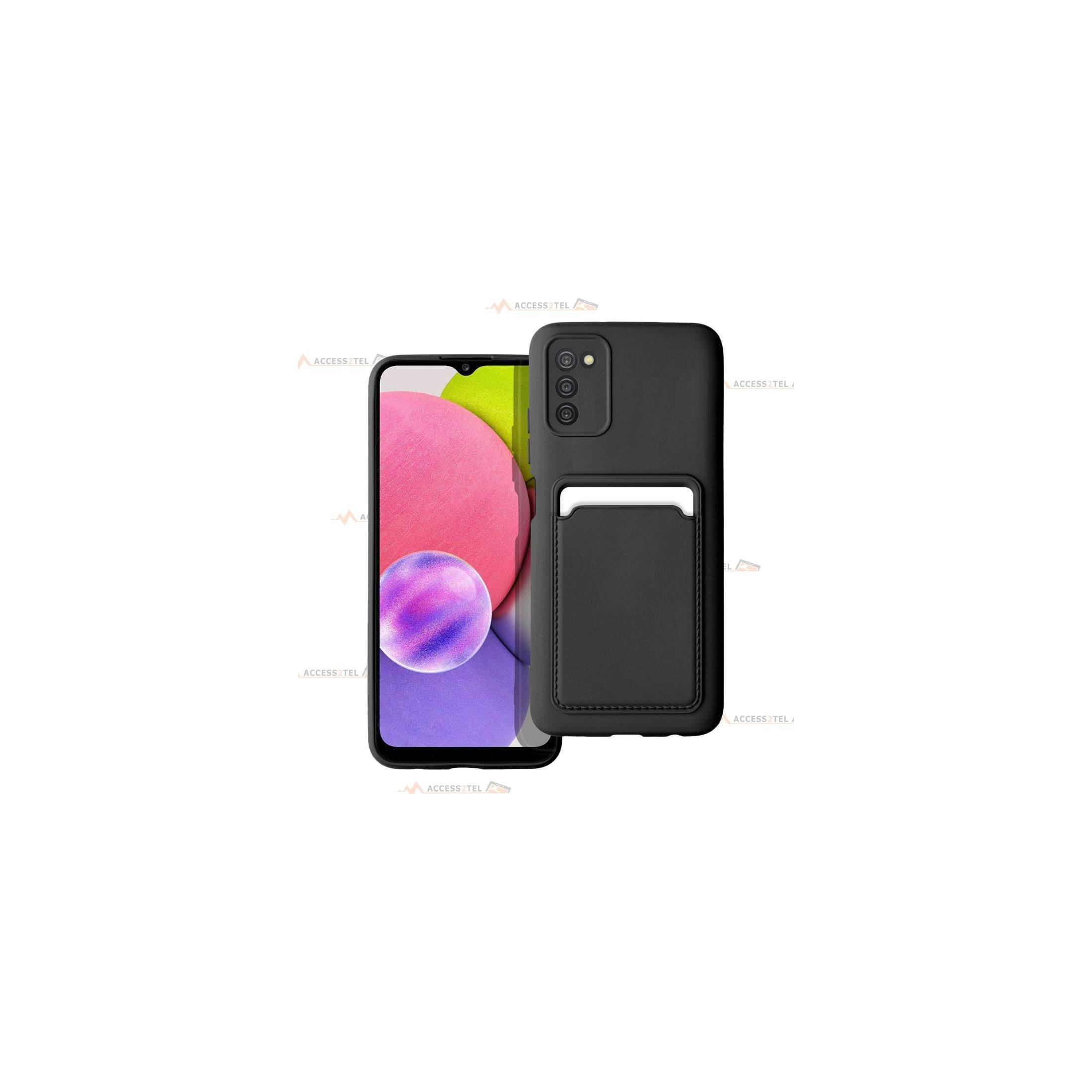 coque porte carte noire pour Samsung Galaxy a03s en simili-cuir