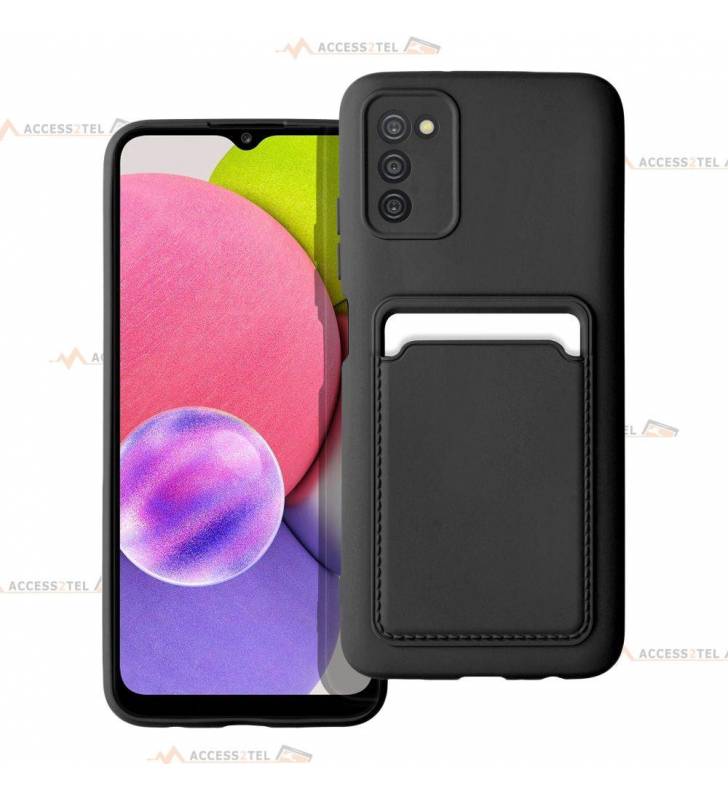 coque porte carte noire pour Samsung Galaxy a03s en simili-cuir