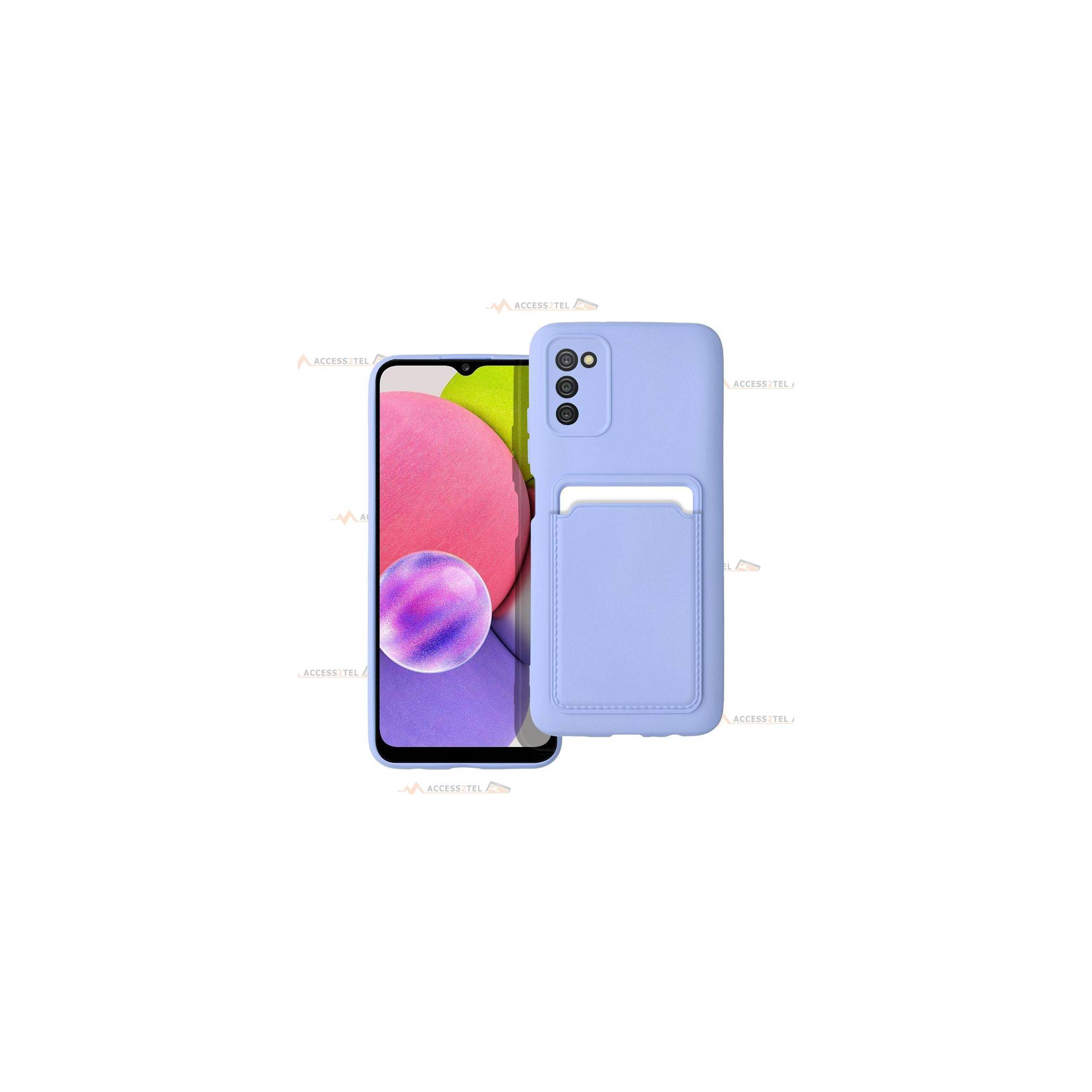 coque porte carte violette pour Samsung Galaxy a03s en simili-cuir