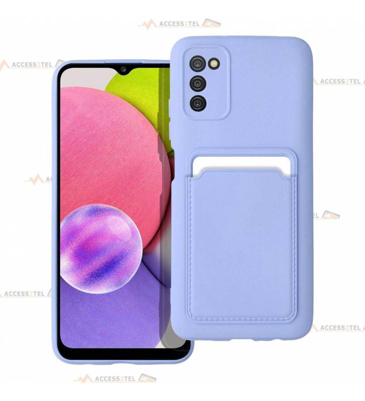 coque porte carte violette pour Samsung Galaxy a03s en simili-cuir