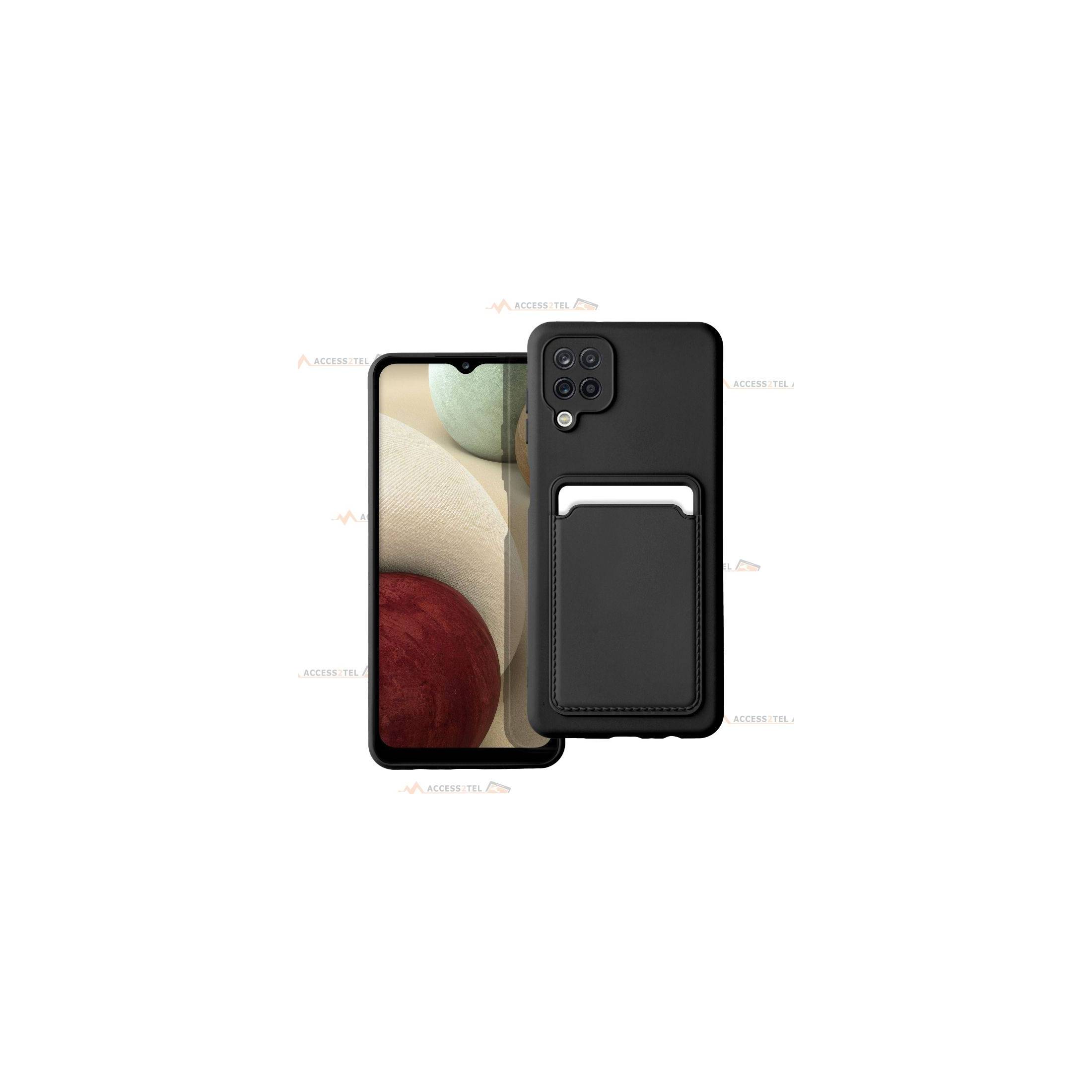 coque porte carte noire pour Samsung galaxy A12 en simili-cuir