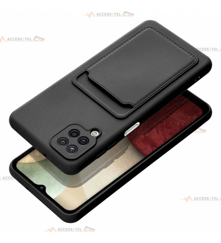 coque porte carte noire pour Samsung galaxy A12 pratique