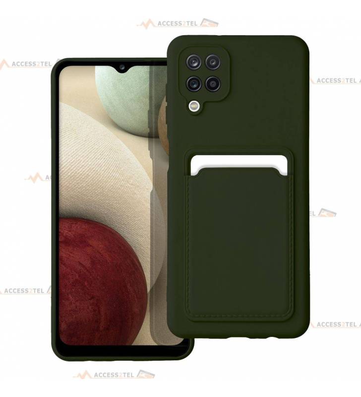 coque porte carte verte pour Samsung galaxy A12 en simili-cuir