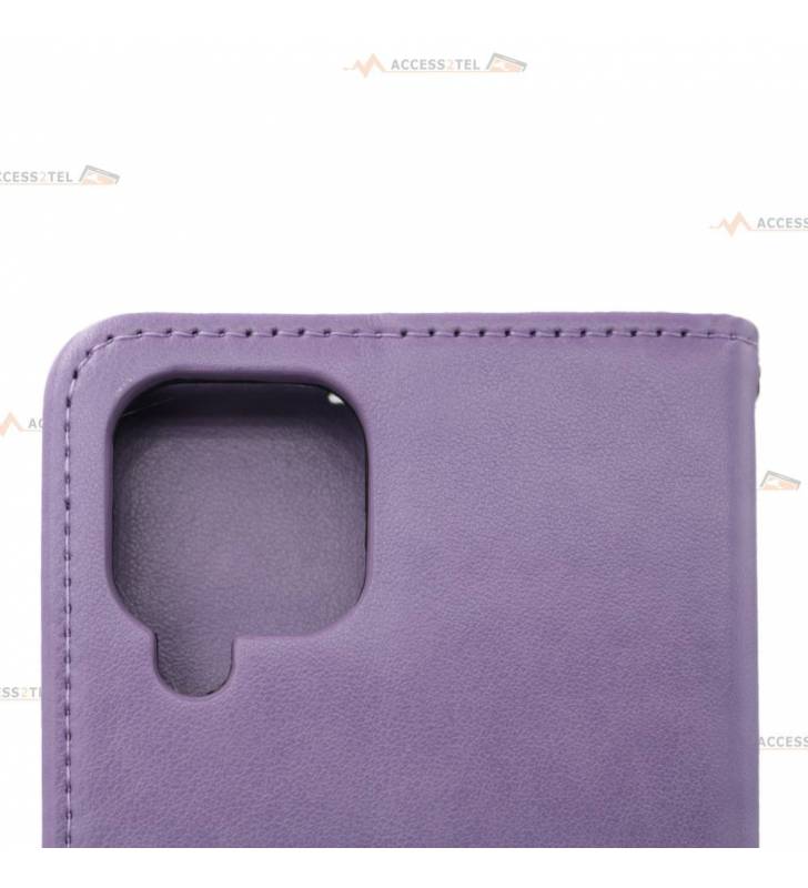 étui pour Samsung galaxy A12 attrape-rêves et hibou violet caméra