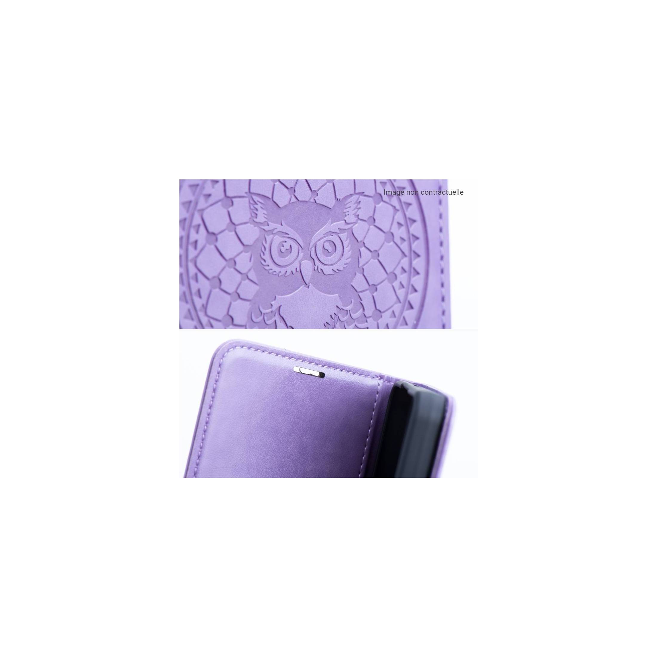 étui pour Samsung galaxy A12 attrape-rêves et hibou violet détails motif