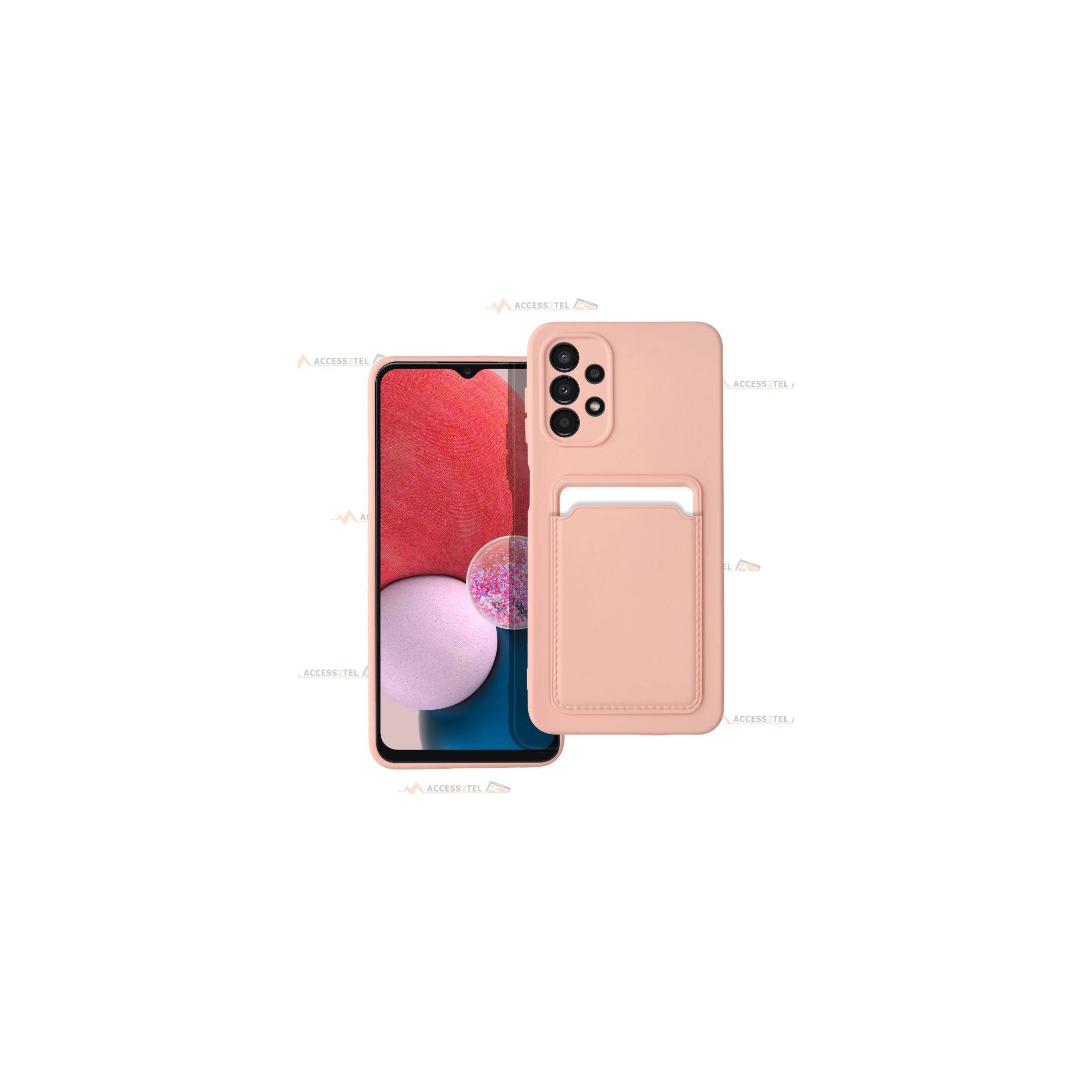 coque porte carte rose pour Samsung Galaxy A13 5G en simili-cuir