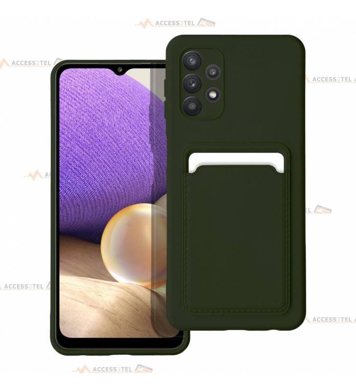 coque porte carte verte pour Samsung Galaxy A32 5G en simili-cuir