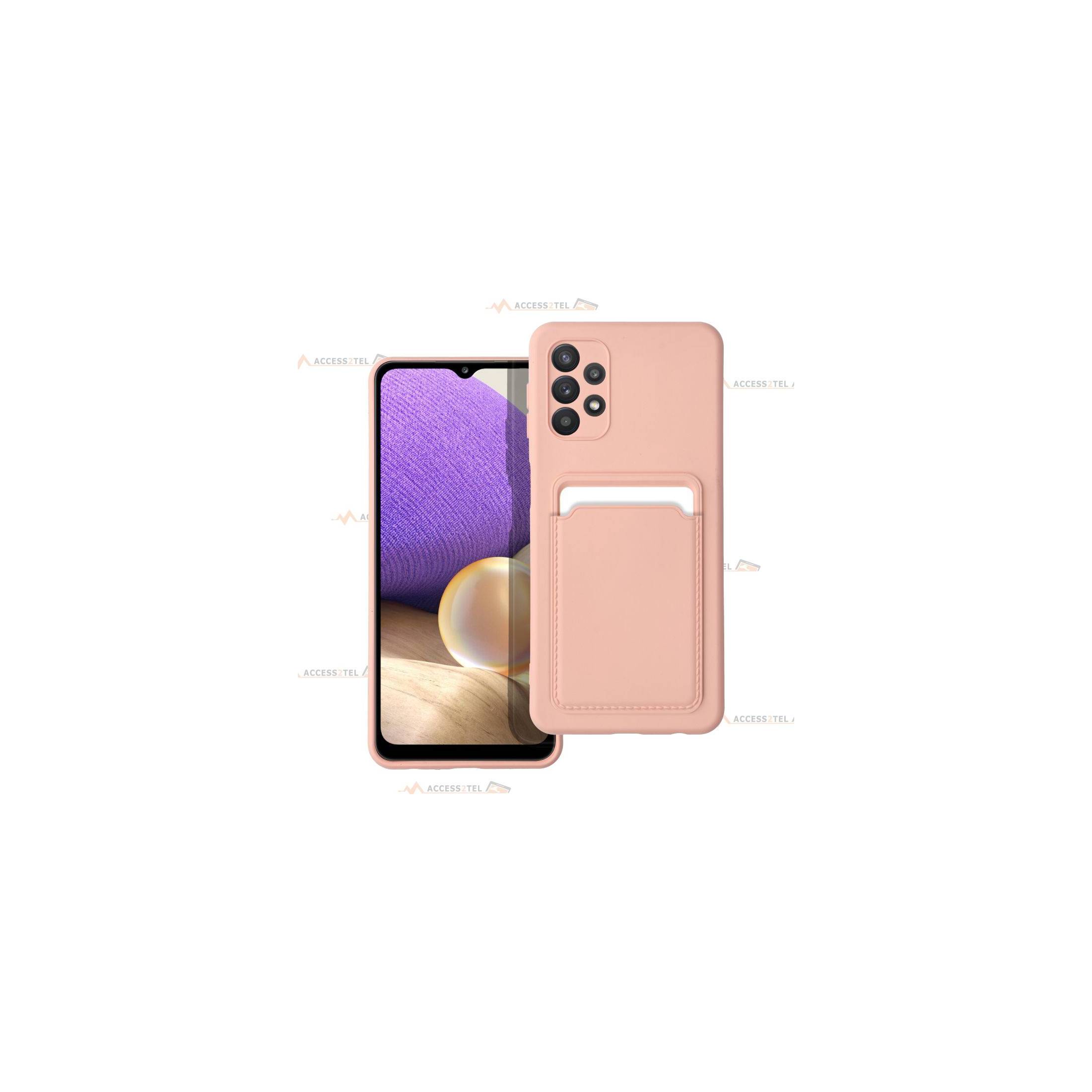 coque porte carte rose pour Samsung Galaxy A32 5G en simili-cuir