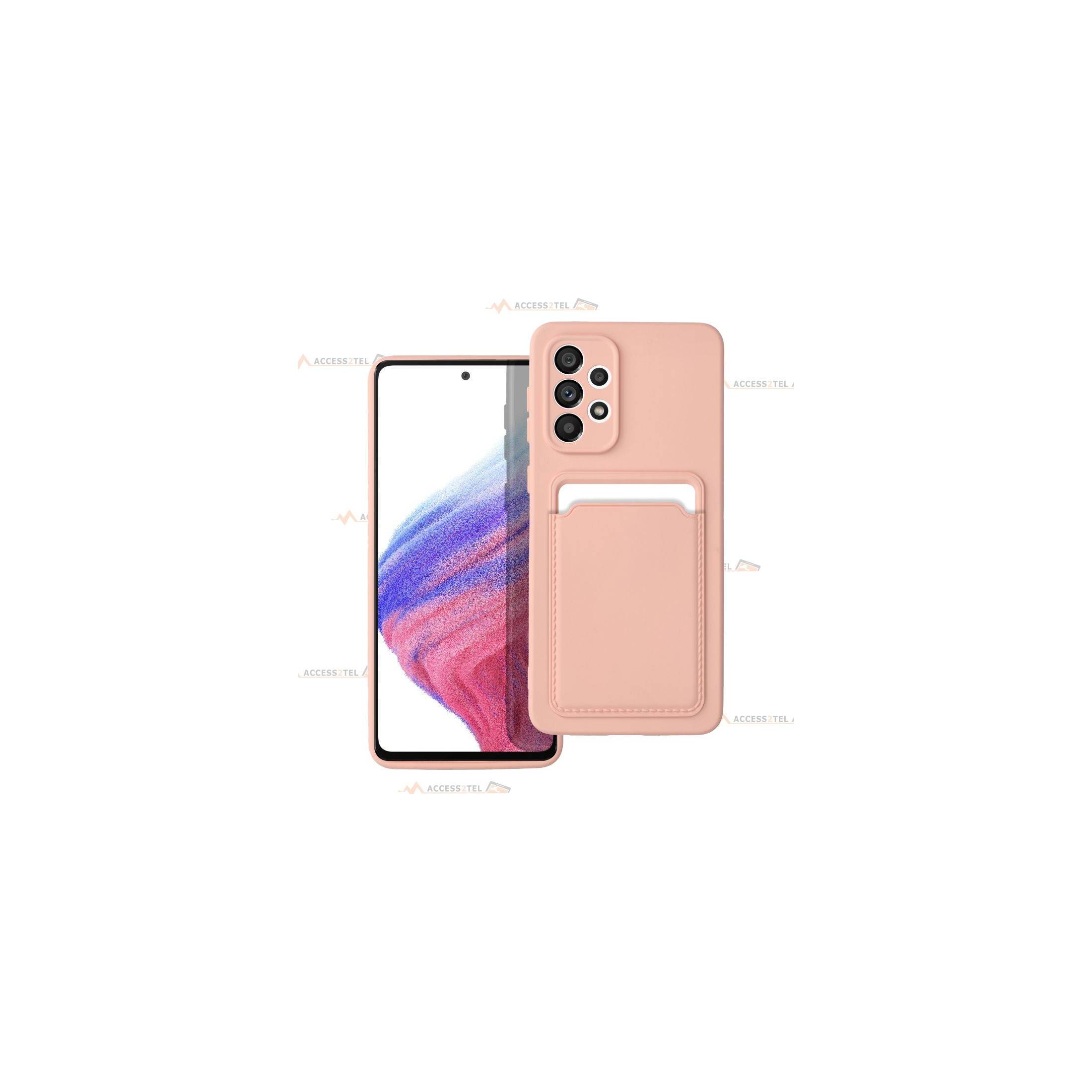 coque porte carte rose pour Samsung Galaxy A33 5G en simili-cuir