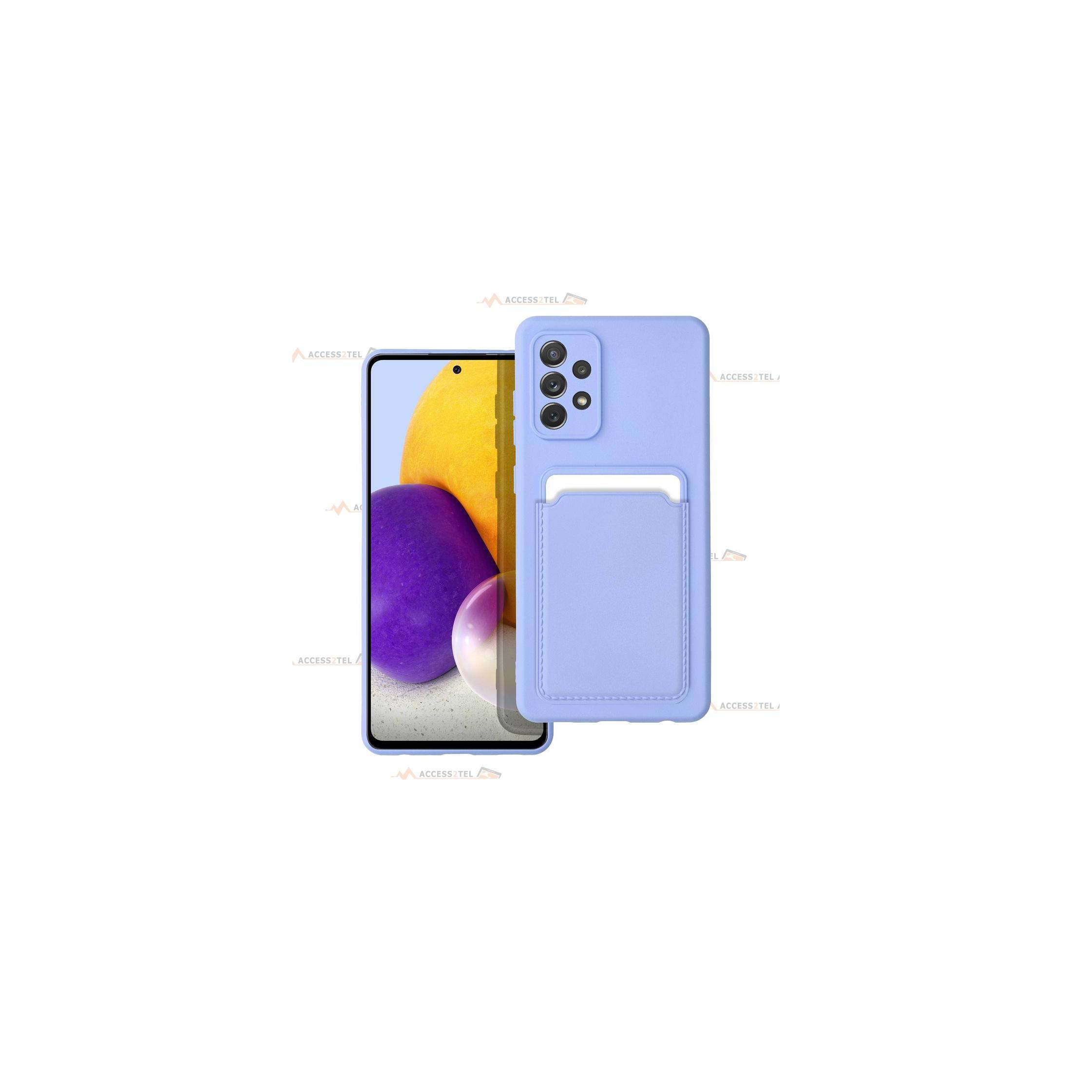 coque porte carte violette pour Samsung Galaxy A72 en simili-cuir