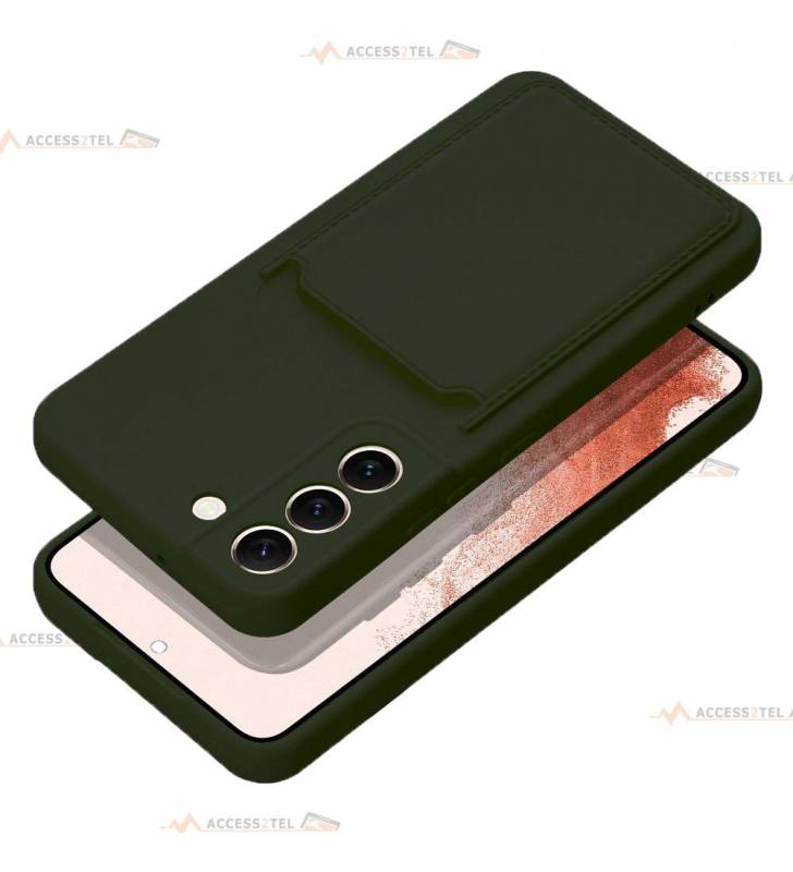 coque porte carte verte pour Samsung Galaxy S22 pratique