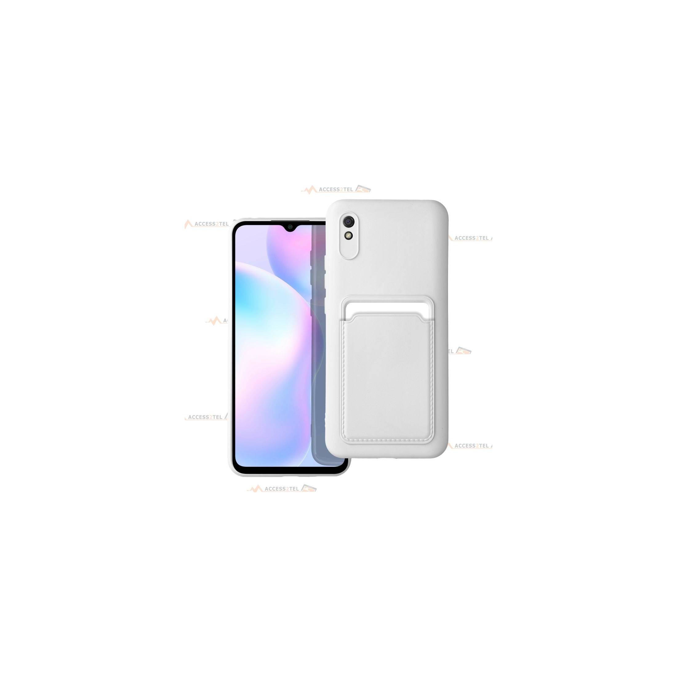 coque porte carte blanche pour Xiaomi Redmi 9A et 9AT en simili-cuir