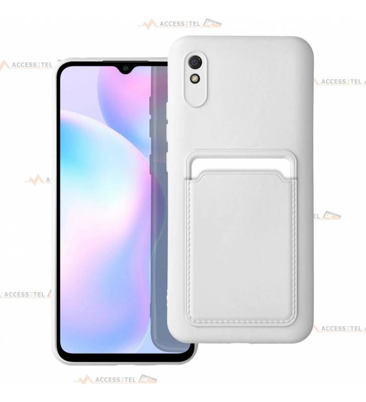 coque porte carte blanche pour Xiaomi Redmi 9A et 9AT en simili-cuir