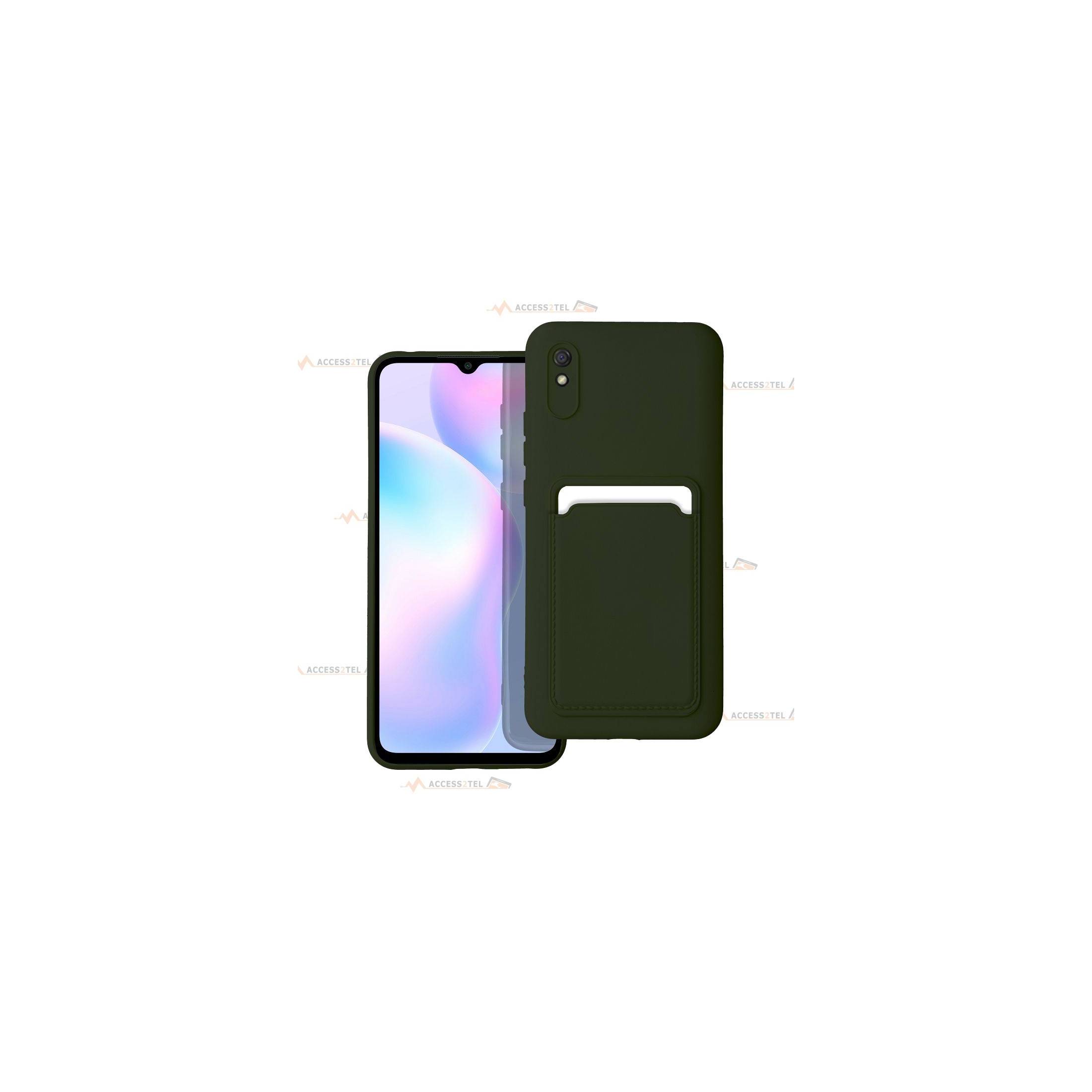 coque porte carte verte pour Xiaomi Redmi 9A et 9AT en simili-cuir