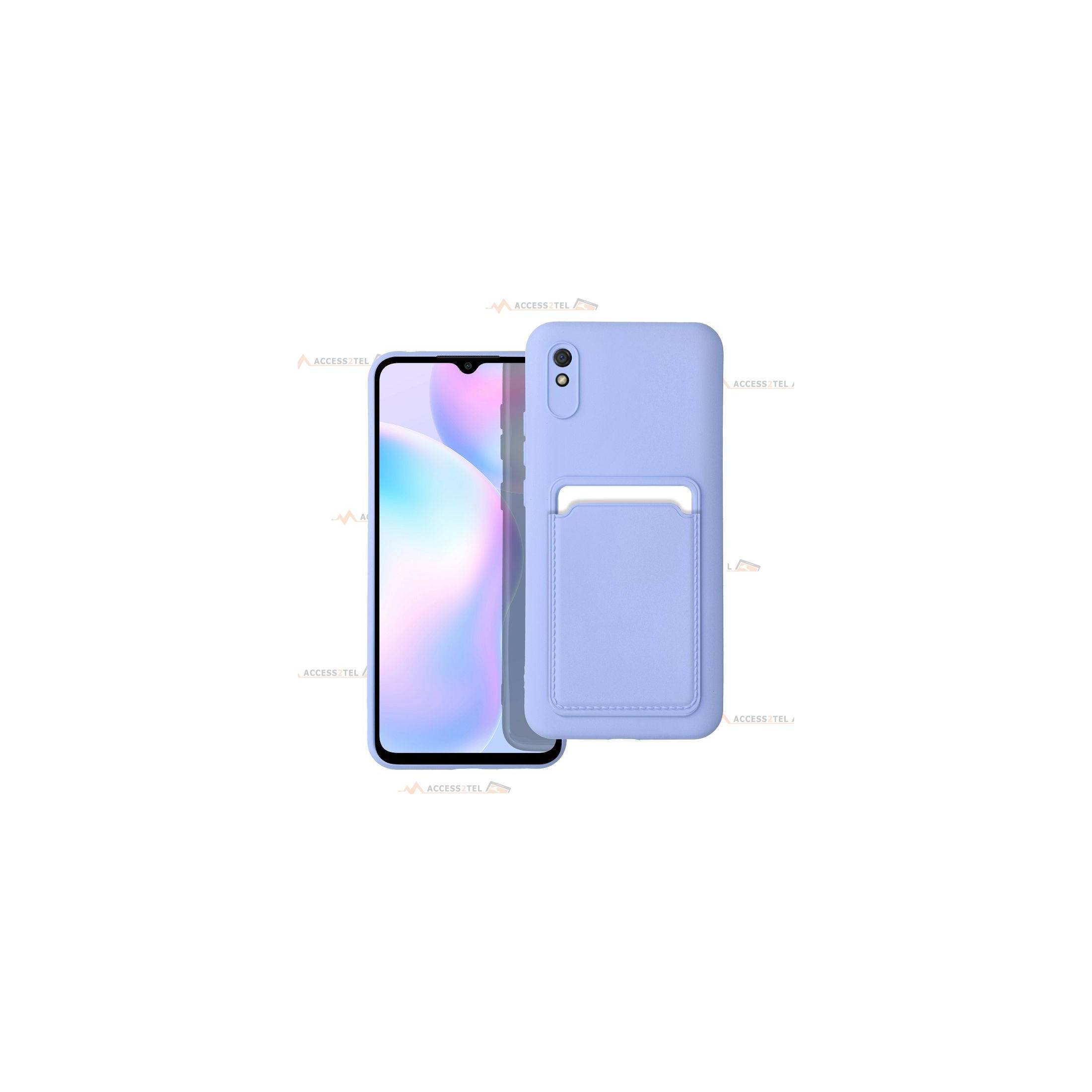 coque porte carte violette pour Xiaomi Redmi 9A et 9AT en simili-cuir