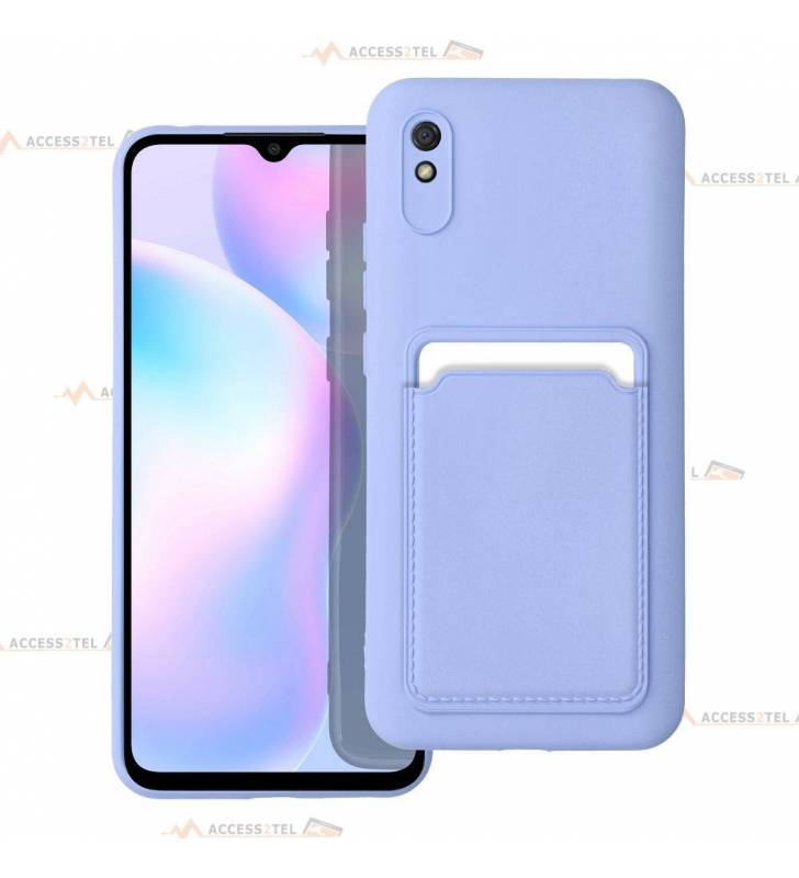 coque porte carte violette pour Xiaomi Redmi 9A et 9AT en simili-cuir