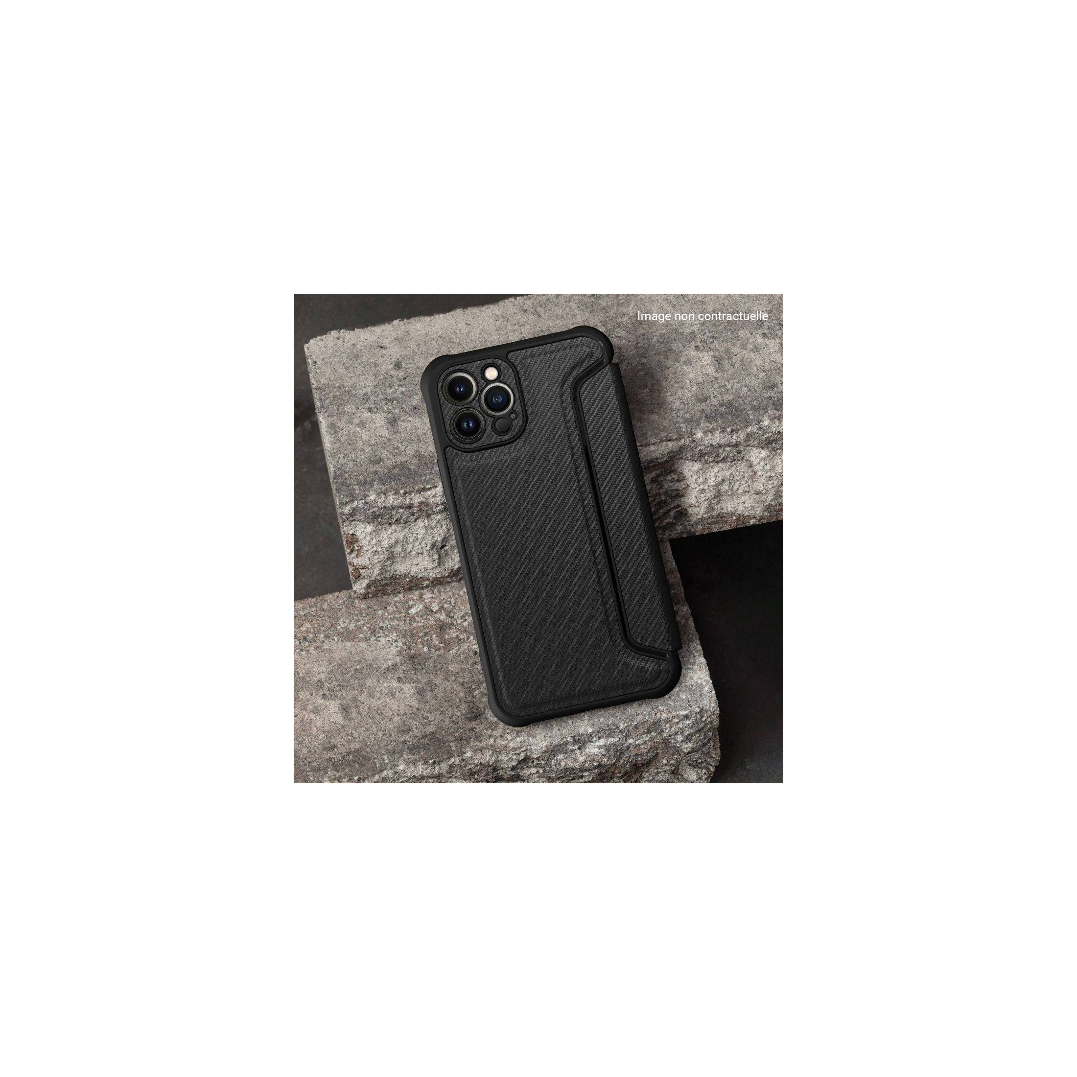 étui renforcé pour Xiaomi Redmi Note 11 Pro simili cuir effet carbone noir béton