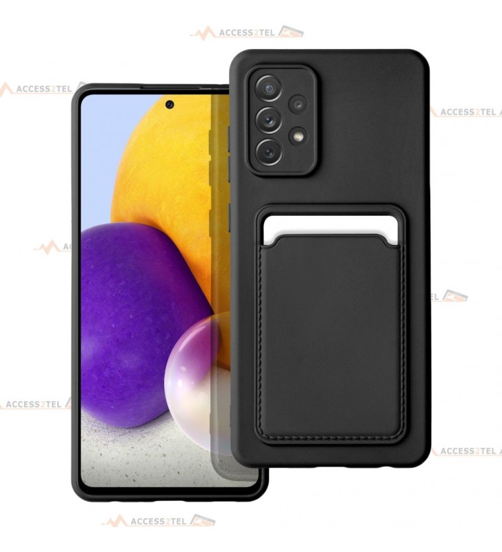 coque porte carte noire pour Samsung Galaxy A72 en simili-cuir