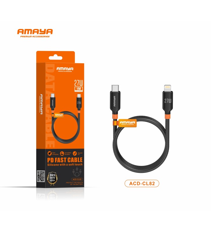 Câble USB-C vers Lightning – Charge Rapide 27W – 1 mètre – Noir