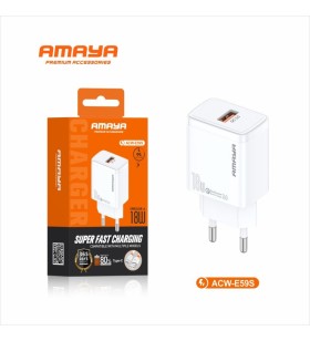 Kit chargeur Secteur USB-A avec câble USB-C 18W – Blanc