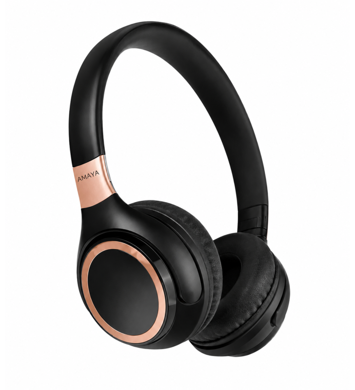 Casque Audio Bluetooth Amaya – 45h d'Autonomie, coloris noir et doré