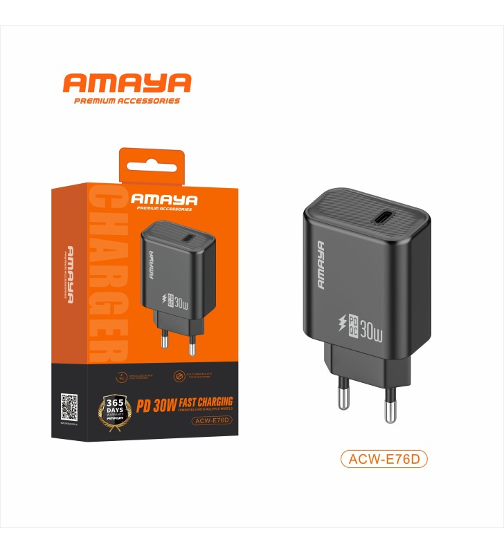 Prise - Chargeur rapide USB-C 30W - Coloris noir