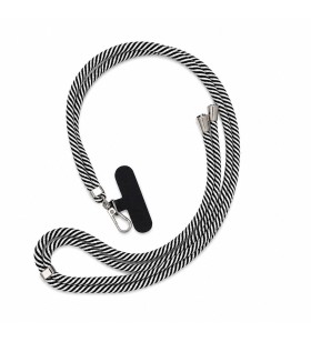 Cordon réglable pour téléphone portable en coton – Coloris noir et blanc