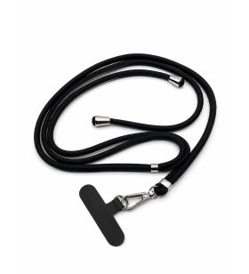 Cordon réglable pour téléphone portable en coton – Coloris noir