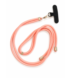 Cordon réglable pour téléphone portable en coton – Coloris rose pâle