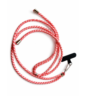 Cordon réglable pour téléphone portable en coton – Coloris rayé rose